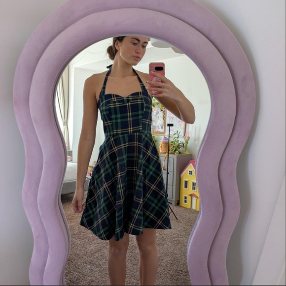 Dresses & Skirts - Green and Blue Plaid Retro Dress Size Large